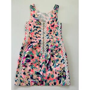 HTF Lilly Pulitzer Mila Shift Dress Pina Colada Confetti Cotton Lace 4 2